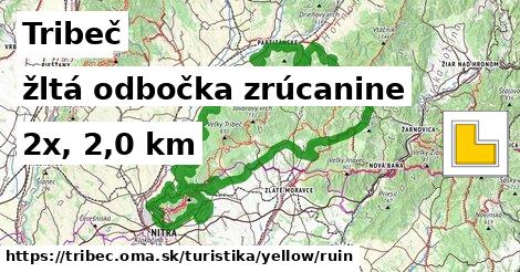 Tribeč Turistické trasy žltá odbočka zrúcanine