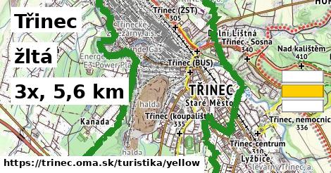 Třinec Turistické trasy žltá 
