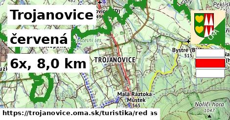 Trojanovice Turistické trasy červená 
