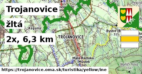 Trojanovice Turistické trasy žltá iná