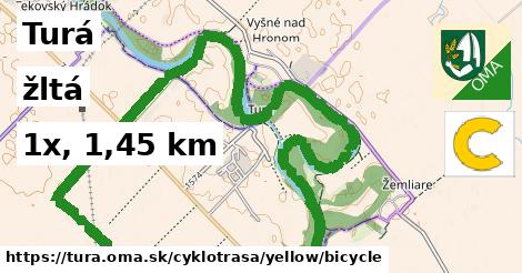 Turá Cyklotrasy žltá bicycle