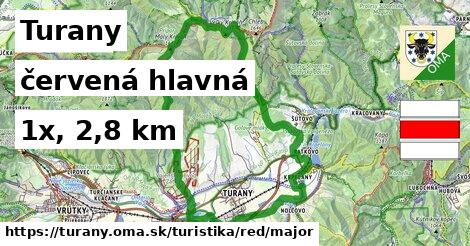 Turany Turistické trasy červená hlavná