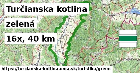 Turčianska kotlina Turistické trasy zelená 