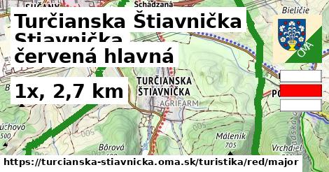 Turčianska Štiavnička Turistické trasy červená hlavná