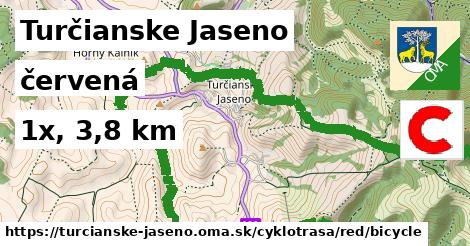 Turčianske Jaseno Cyklotrasy červená bicycle