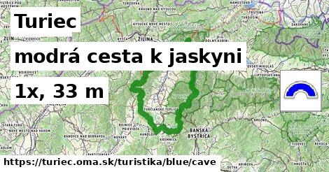 Turiec Turistické trasy modrá cesta k jaskyni