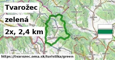 Tvarožec Turistické trasy zelená 