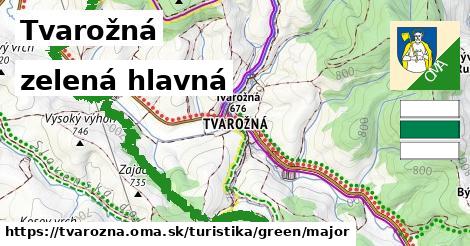 Tvarožná Turistické trasy zelená hlavná