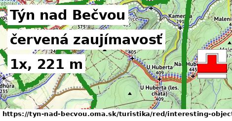 Týn nad Bečvou Turistické trasy červená zaujímavosť