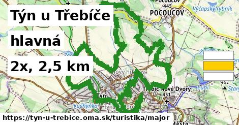 Týn u Třebíče Turistické trasy hlavná 
