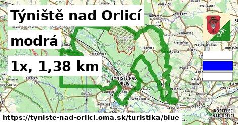 Týniště nad Orlicí Turistické trasy modrá 