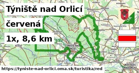 Týniště nad Orlicí Turistické trasy červená 