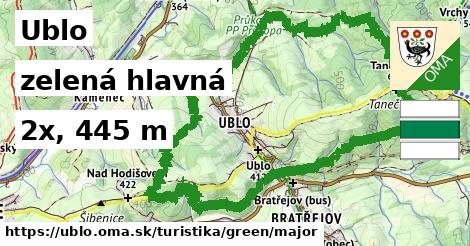 Ublo Turistické trasy zelená hlavná