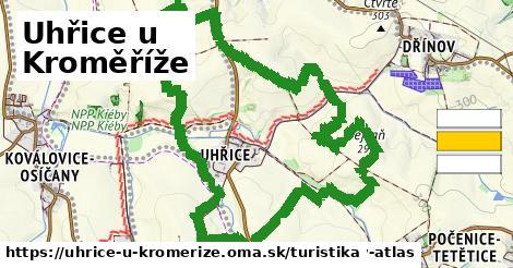 Uhřice u Kroměříže Turistické trasy  