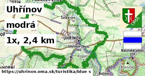 Uhřínov Turistické trasy modrá 