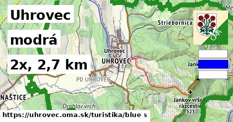 Uhrovec Turistické trasy modrá 