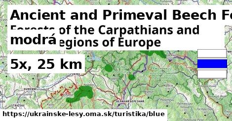 Ancient and Primeval Beech Forests of the Carpathians and Other Regions of Europe Turistické trasy modrá 