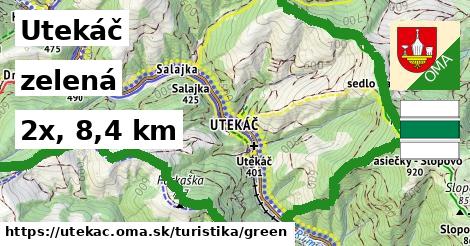 Utekáč Turistické trasy zelená 