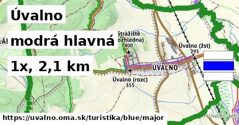 Úvalno Turistické trasy modrá hlavná