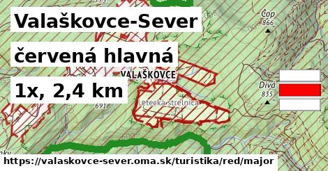 Valaškovce-Sever Turistické trasy červená hlavná