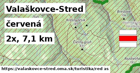 Valaškovce-Stred Turistické trasy červená 