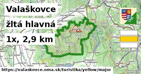 Valaškovce Turistické trasy žltá hlavná