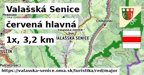 Valašská Senice Turistické trasy červená hlavná