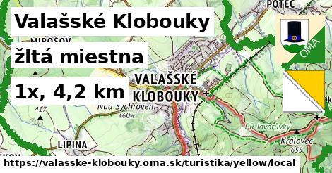 Valašské Klobouky Turistické trasy žltá miestna