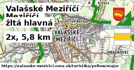 Valašské Meziříčí Turistické trasy žltá hlavná