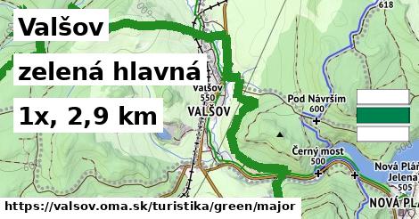 Valšov Turistické trasy zelená hlavná