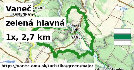 Vaneč Turistické trasy zelená hlavná