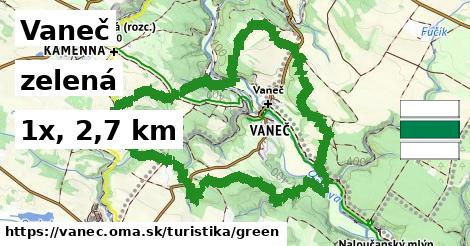 Vaneč Turistické trasy zelená 