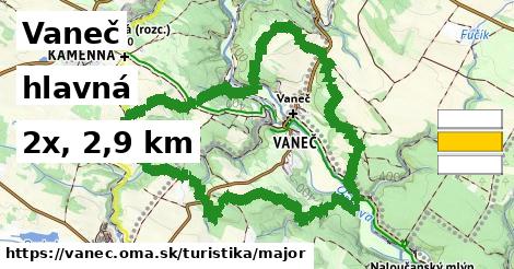 Vaneč Turistické trasy hlavná 