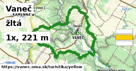 Vaneč Turistické trasy žltá 
