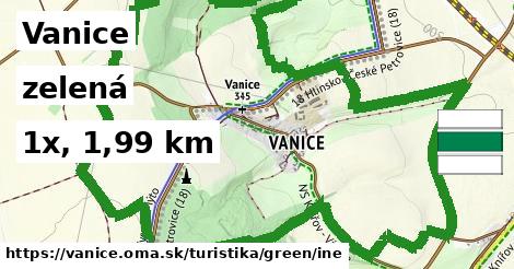 Vanice Turistické trasy zelená iná
