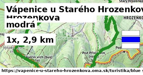 Vápenice u Starého Hrozenkova Turistické trasy modrá 