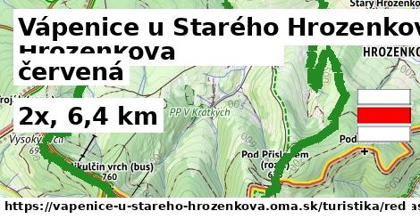 Vápenice u Starého Hrozenkova Turistické trasy červená 