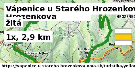 Vápenice u Starého Hrozenkova Turistické trasy žltá 