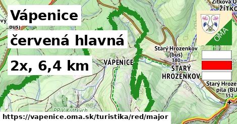 Vápenice Turistické trasy červená hlavná