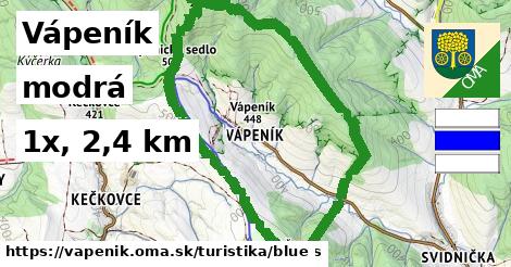 Vápeník Turistické trasy modrá 