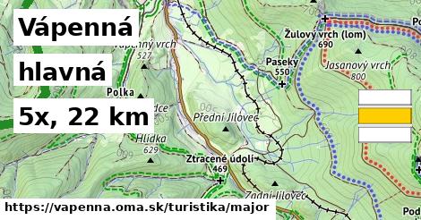 Vápenná Turistické trasy hlavná 