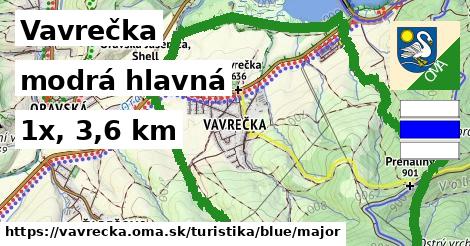 Vavrečka Turistické trasy modrá hlavná