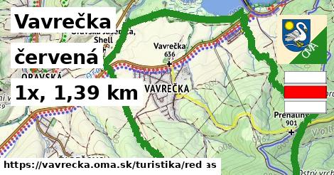 Vavrečka Turistické trasy červená 