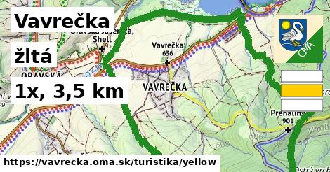 Vavrečka Turistické trasy žltá 