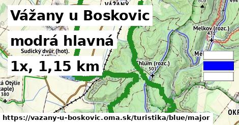 Vážany u Boskovic Turistické trasy modrá hlavná