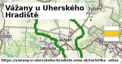 Vážany u Uherského Hradiště Turistické trasy  