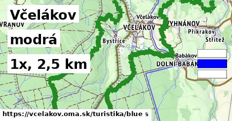 Včelákov Turistické trasy modrá 