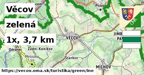 Věcov Turistické trasy zelená iná