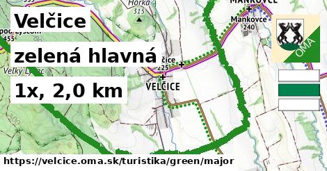 Velčice Turistické trasy zelená hlavná