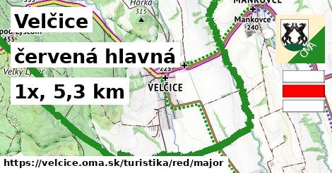 Velčice Turistické trasy červená hlavná